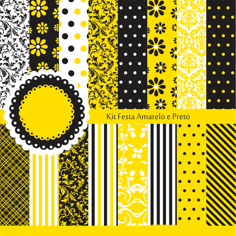 Arquivo Kit Digital Festa Amarelo e Preto  1
