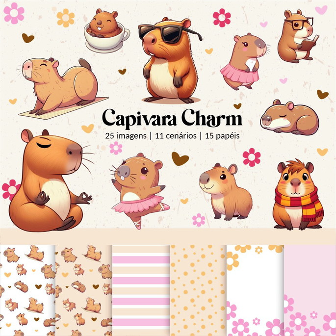 Arquivo Kit Digital Capivara Charm 1