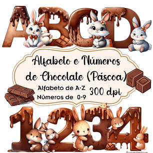 Arquivo Kit Digital Alfabeto e Números de Chocolate