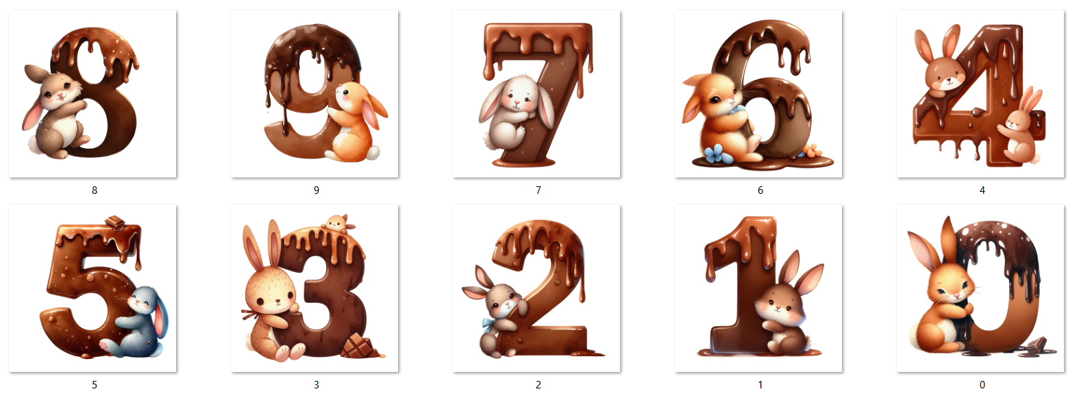 Arquivo Kit Digital Alfabeto e Números de Chocolate 2