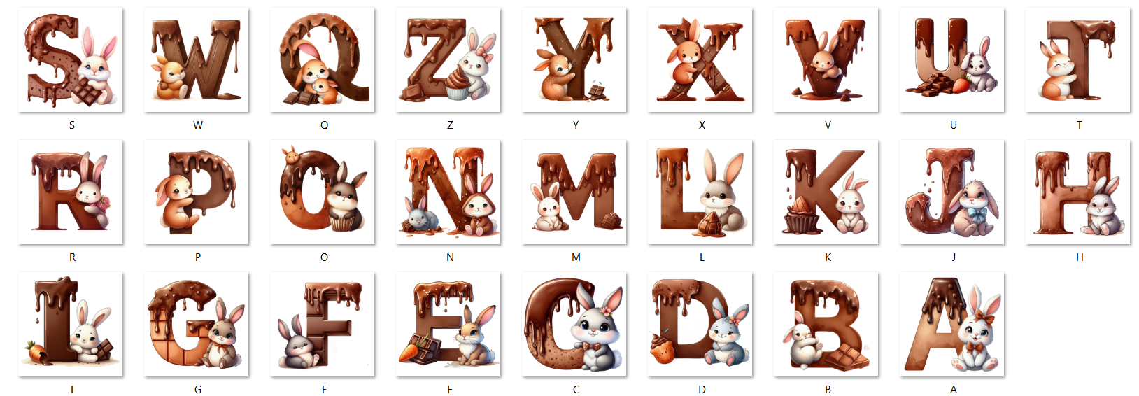 Arquivo Kit Digital Alfabeto e Números de Chocolate 3