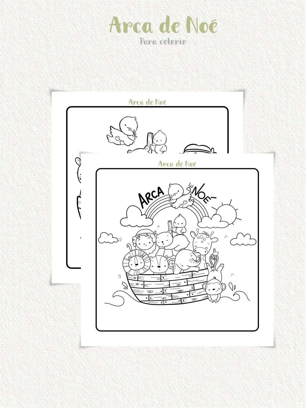 Arquivo Kit Digital Arca de Noé Para Colorir 1