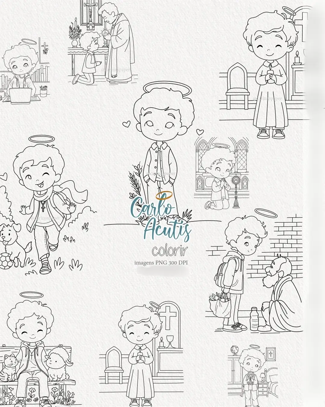 Arquivo Kit Digital Carlos Acutis Para Colorir 1