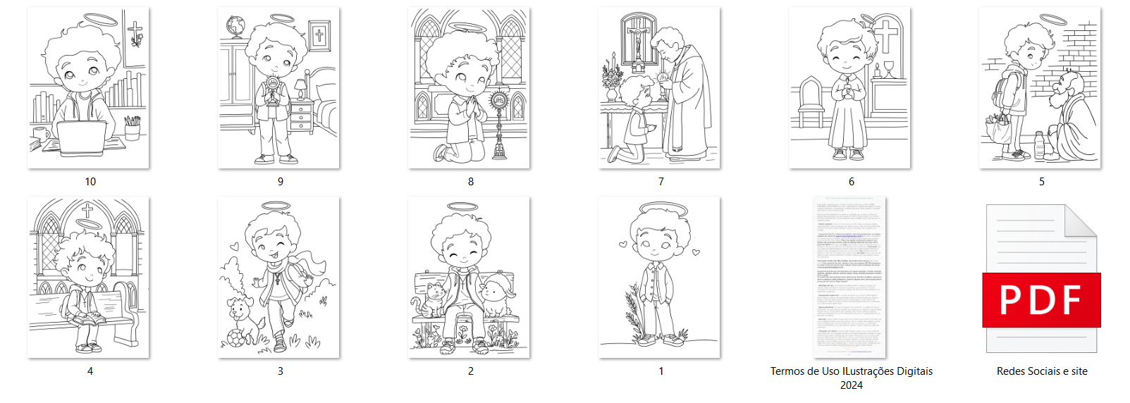 Arquivo Kit Digital Carlos Acutis Para Colorir 2