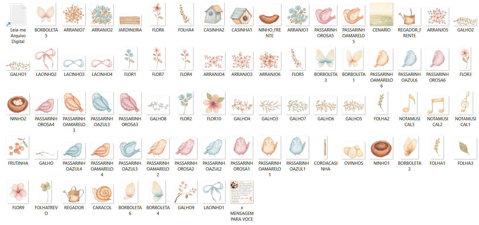 Arquivo Kit Digital Passarinhos no Jardim 3