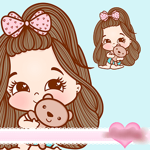 Arquivo Kit Digital Menina e Ursinho 