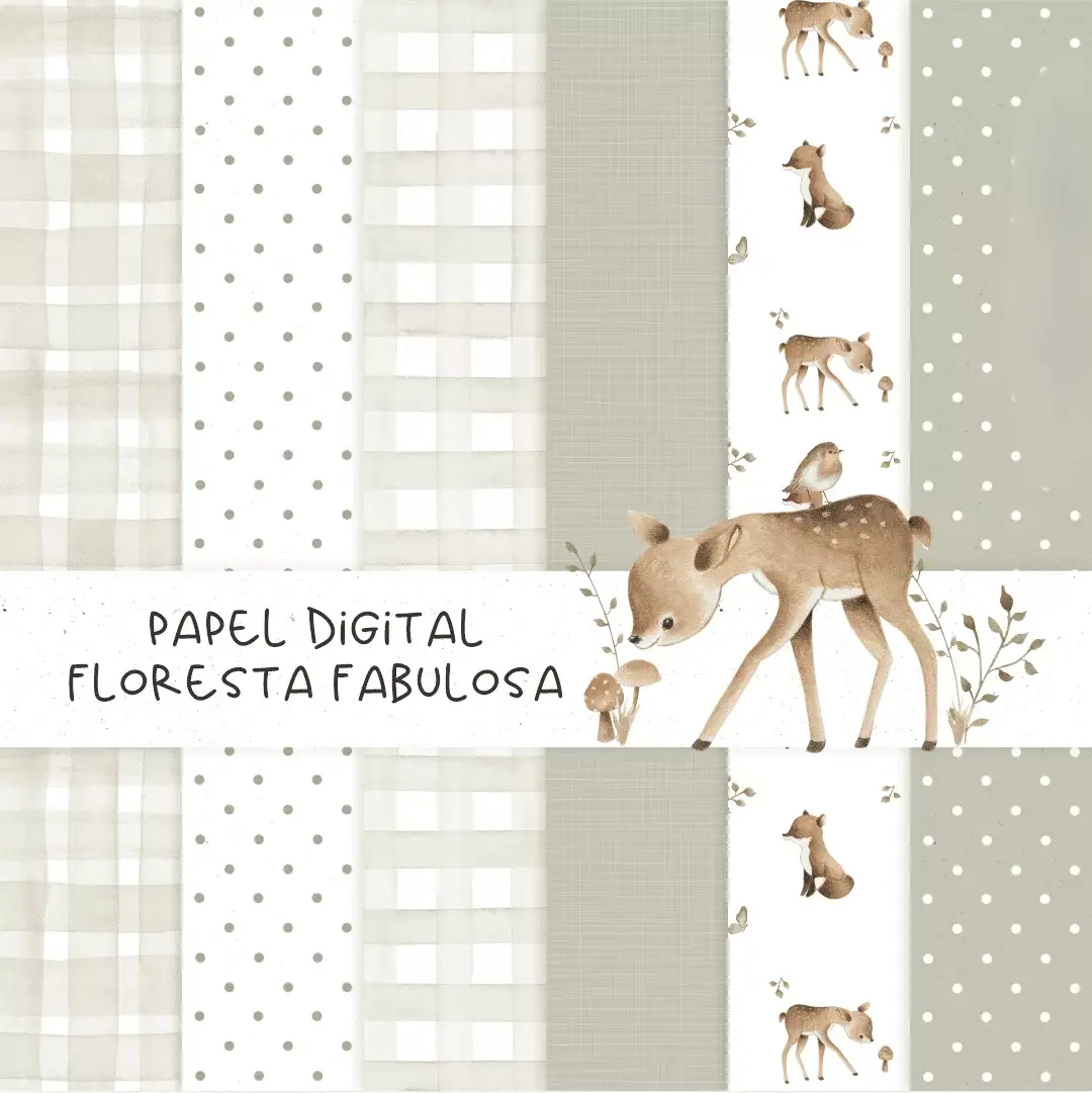 Arquivo Kit Digital Papel Floresta Fabulosa 1