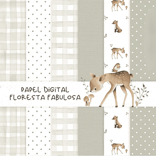 Arquivo Kit Digital Papel Floresta Fabulosa