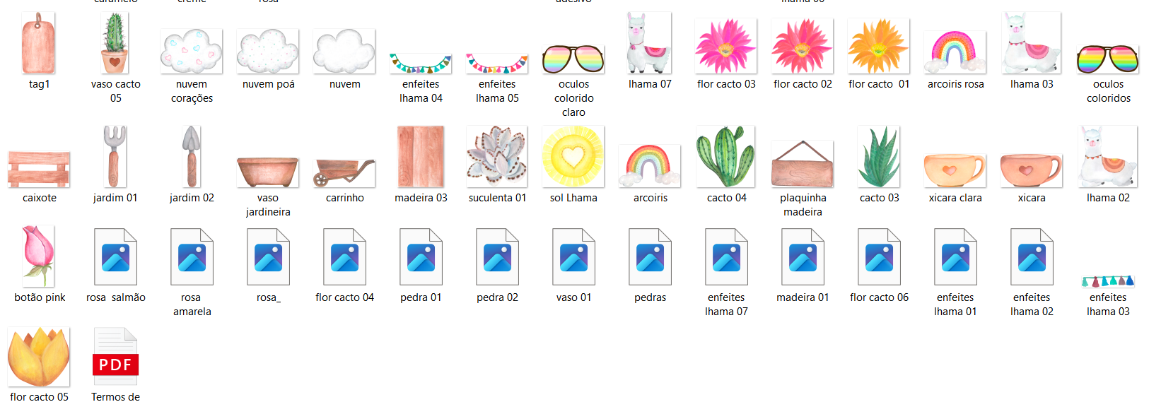 Arquivo Kit Digital Cactos e lhamas 2