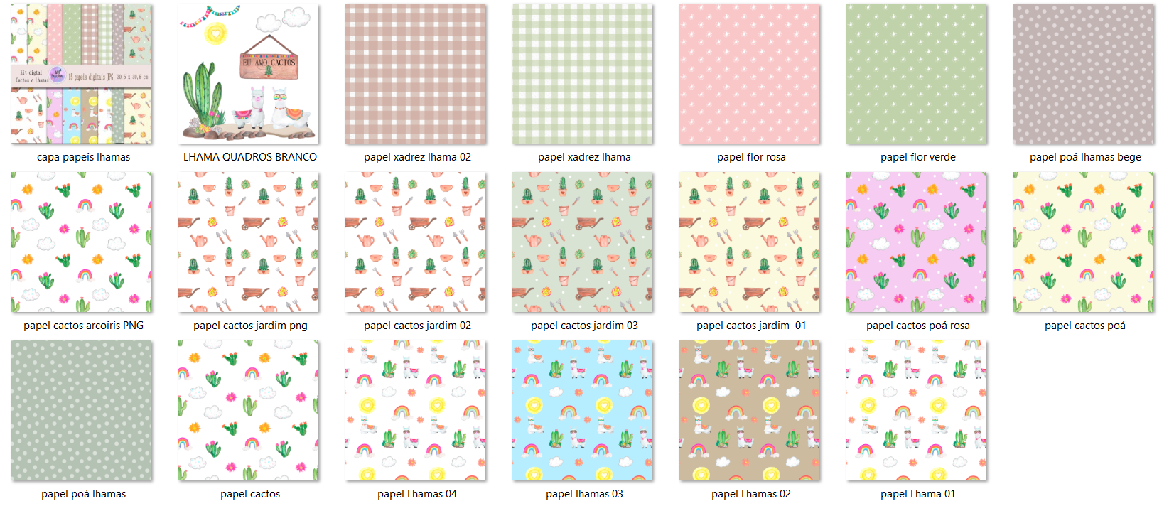 Arquivo Kit Digital Cactos e lhamas 4