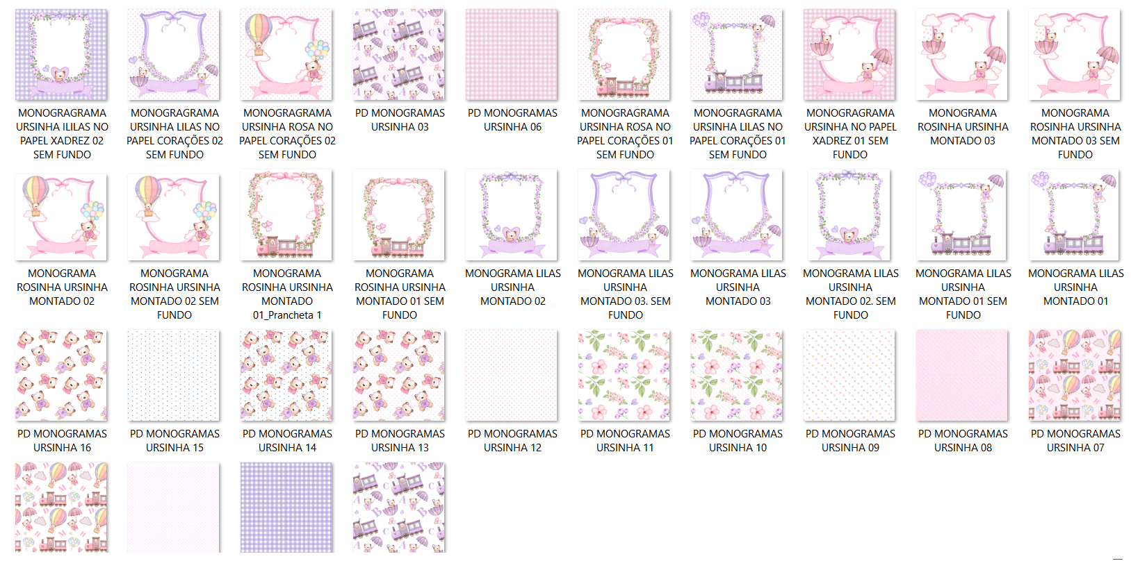 Arquivo Kit Digital Monogramas Ursinha  5