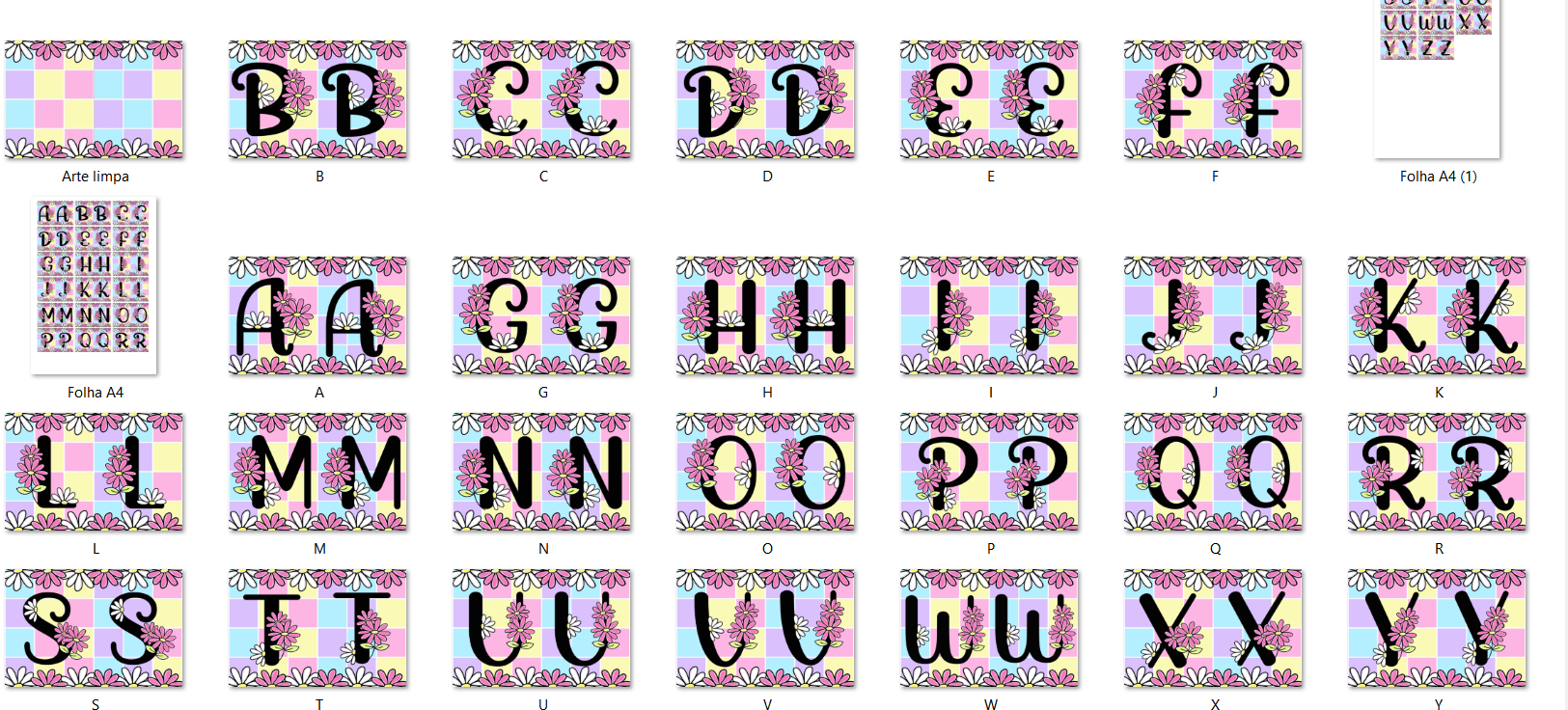  Arquivo Kit Digital Alfabeto Florido 4