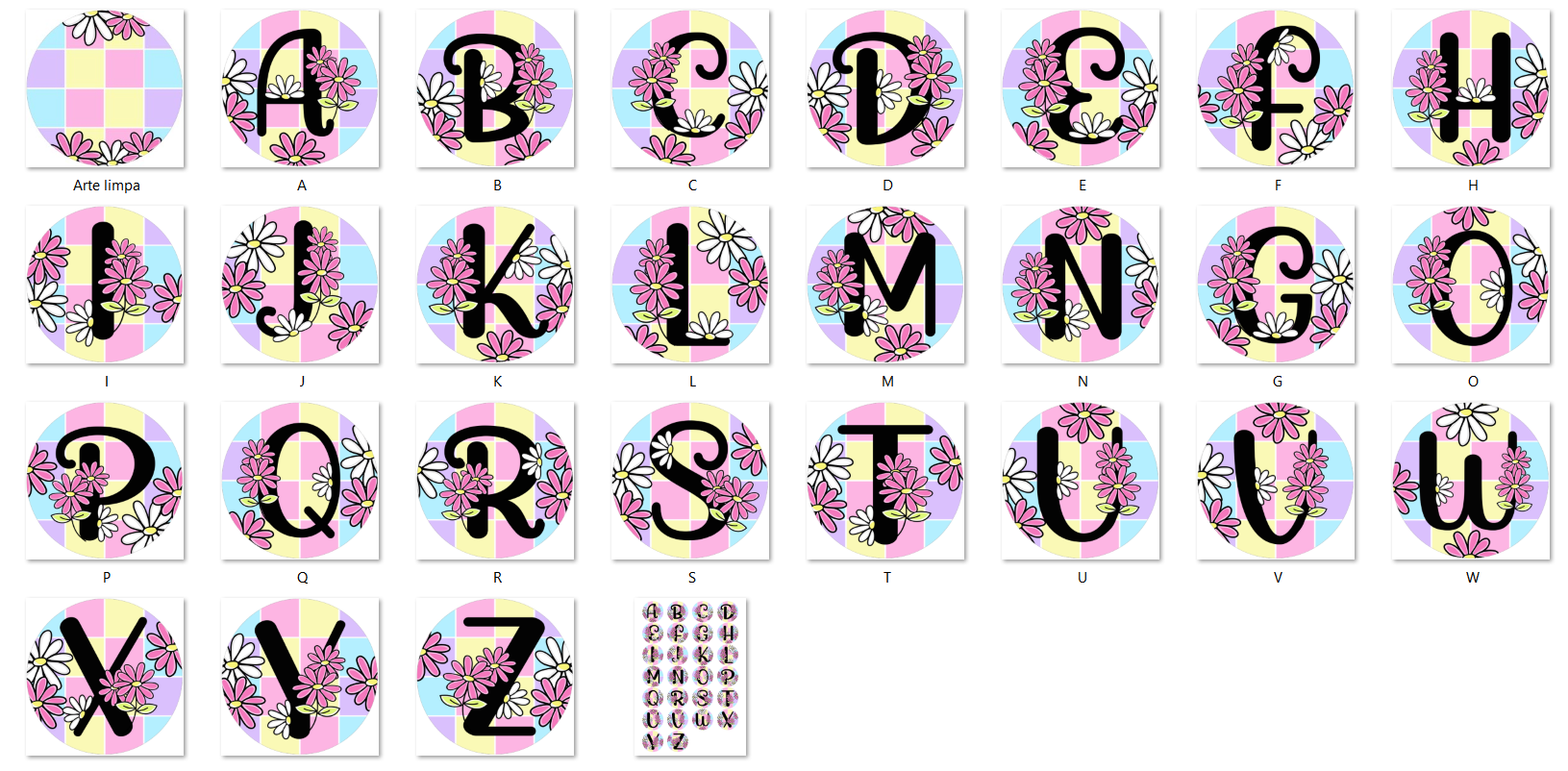  Arquivo Kit Digital Alfabeto Florido 5