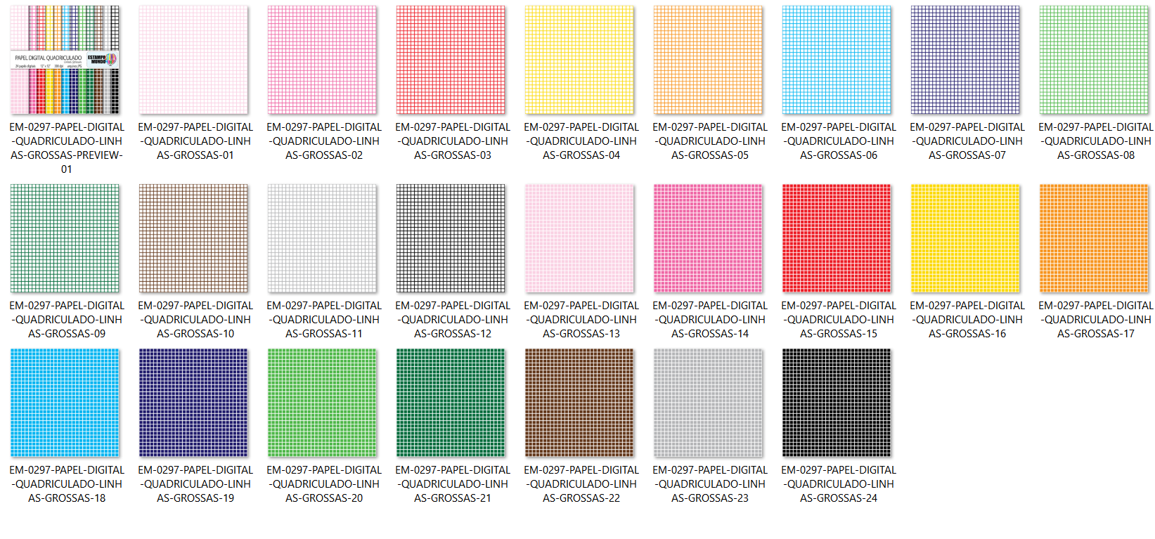 Arquivo Kit Digital Papel Quadriculado  2