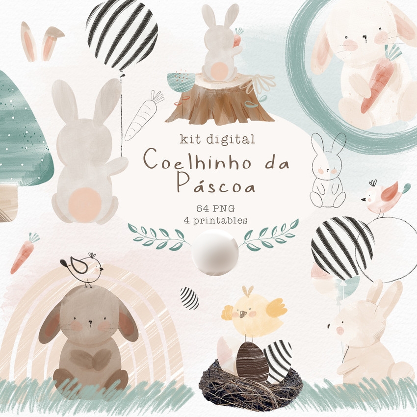 Arquivo Kit Digital Coelhinho da Páscoa 1