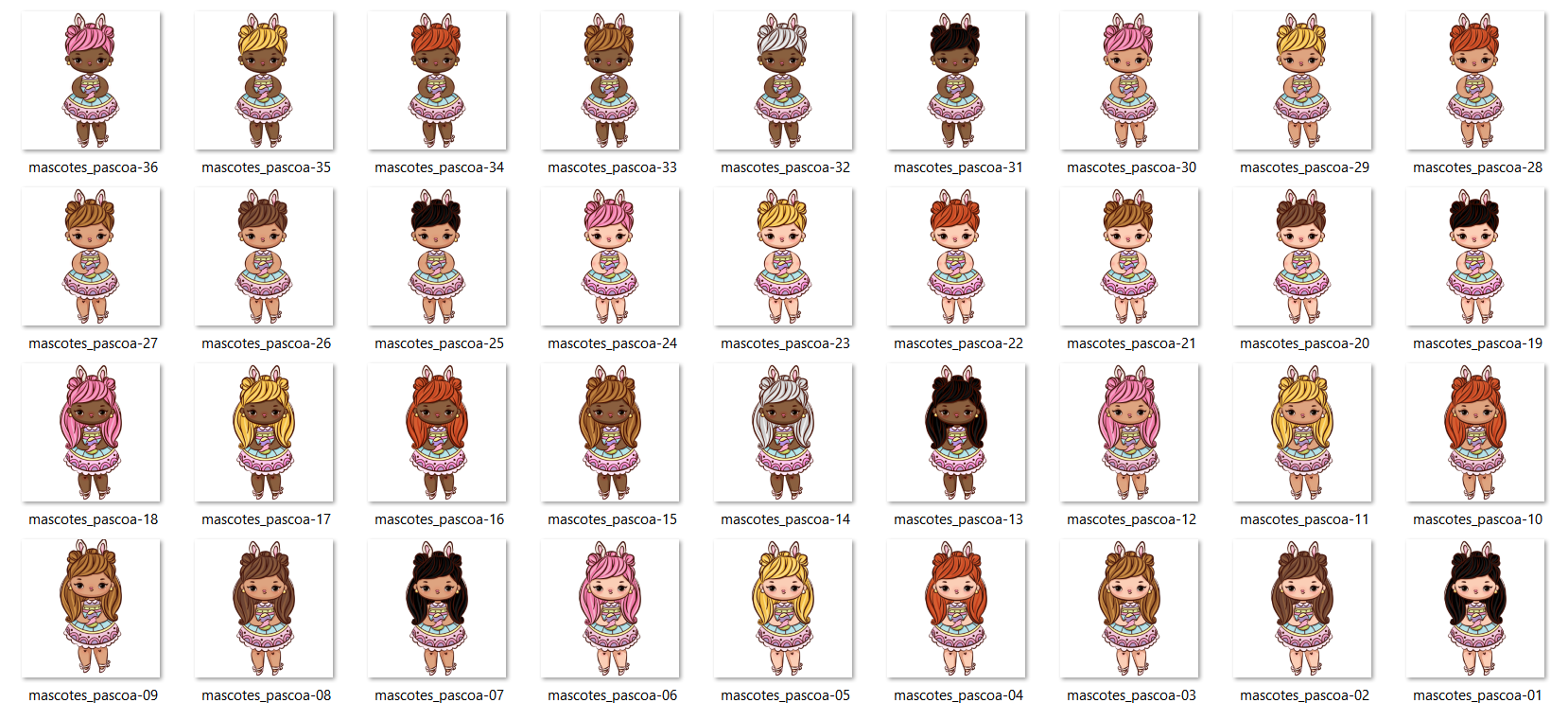 Arquivo Kit Digital Mascotes Páscoa 2