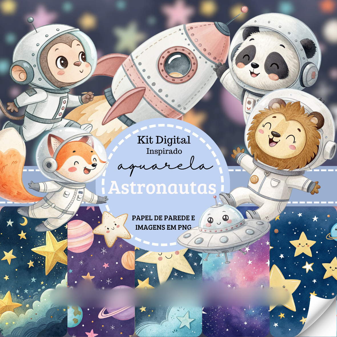 Arquivo Kit Digital Aquarela Astronauta 1