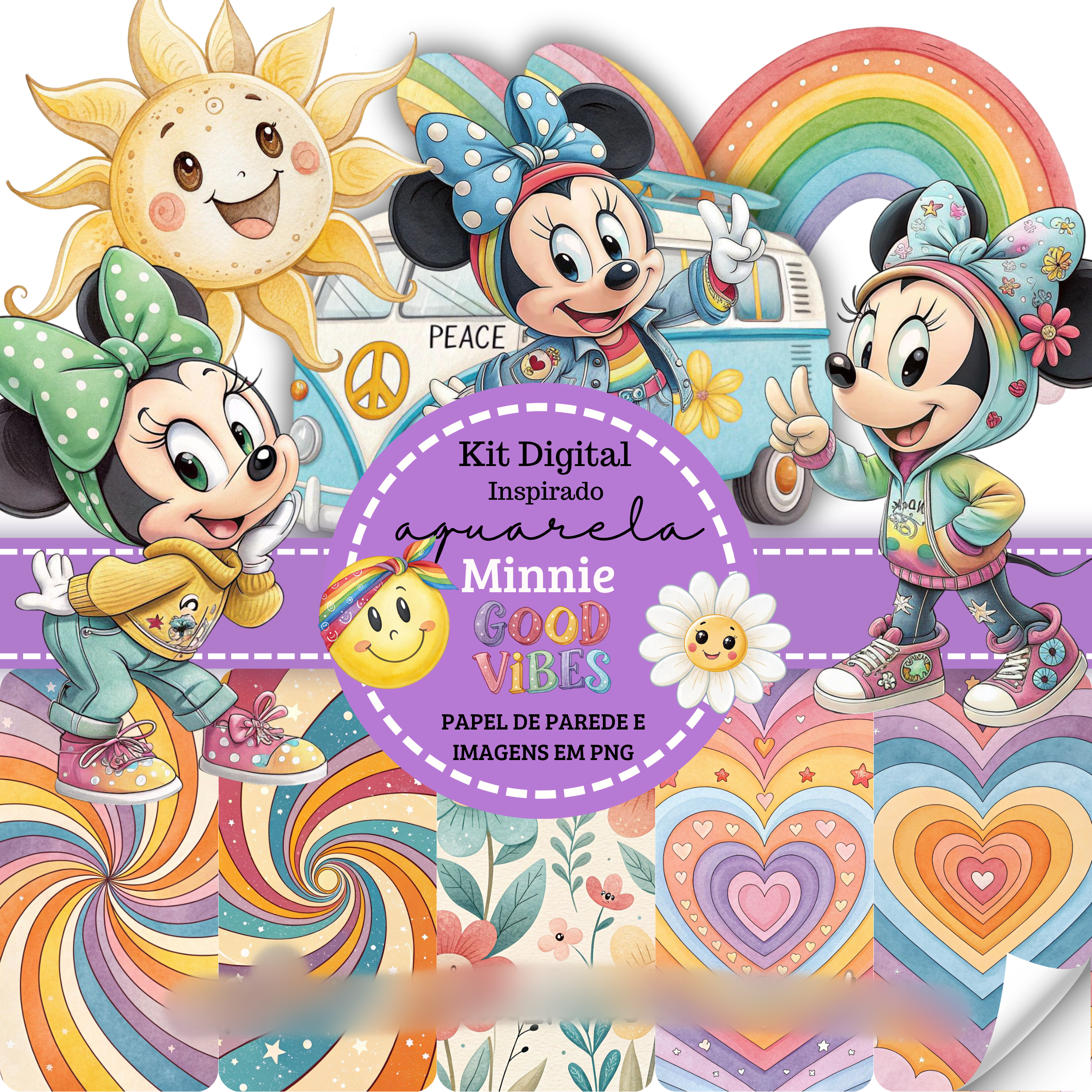 Arquivo Kit Digital Minnie Good Vibes 1
