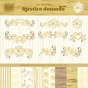 Arquivo Kit Digital Rústico Dourado 