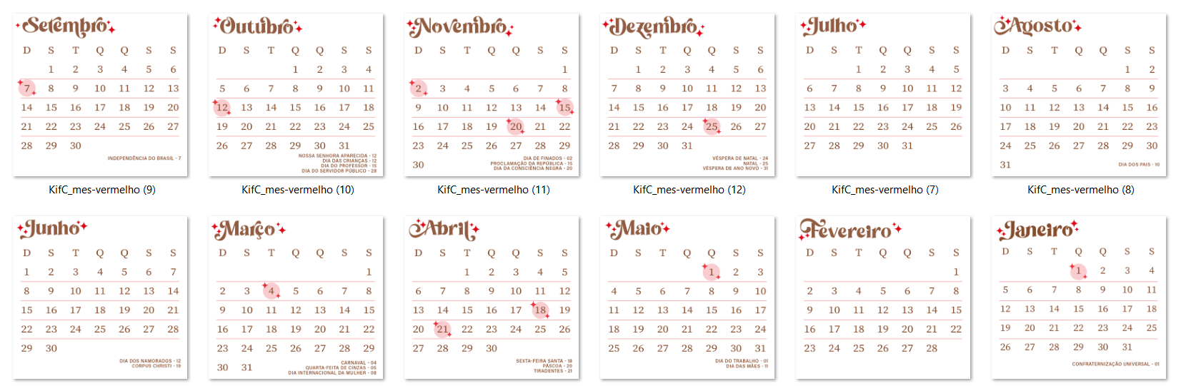 Arquivo Kit Digital Calendário Floral  3