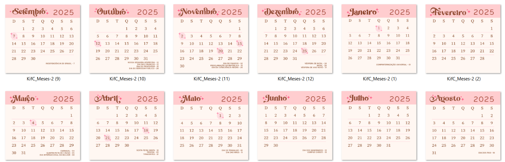 Arquivo Kit Digital Calendário Floral  5