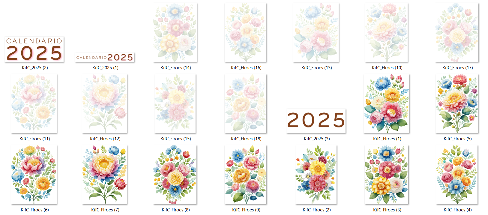 Arquivo Kit Digital Calendário Floral  7