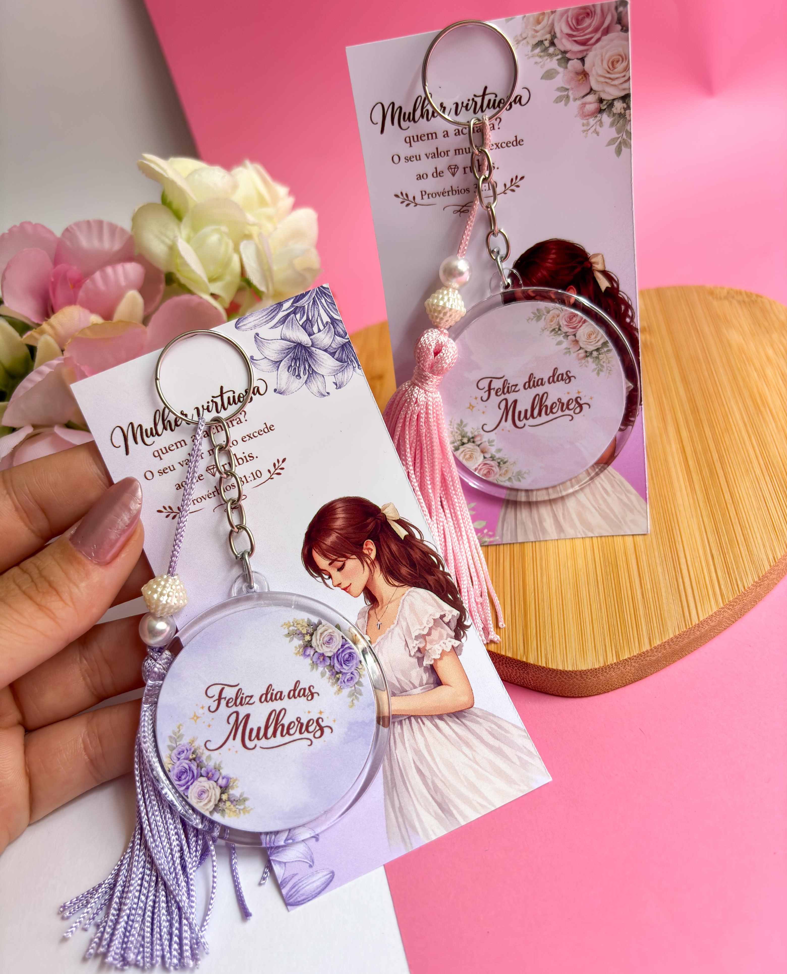 Arquivo Dia da Mulher Card Chaveiro redondo 1