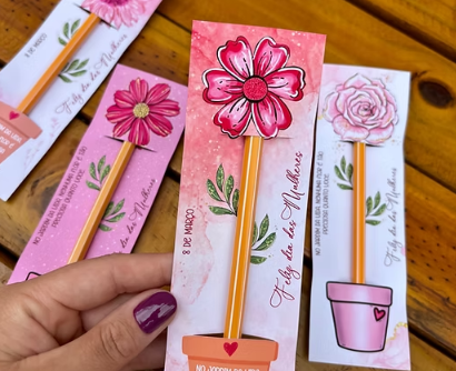 Arquivo Dia da Mulher Tag para Lápis Flor  1