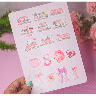 Arquivo Dia da Mulher Cartela de Adesivos 
