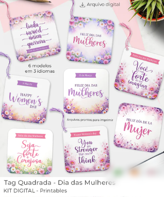 Arquivo Dia da Mulher Kit Tag Quadrada  1