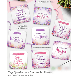 Arquivo Dia da Mulher Kit Tag Quadrada 