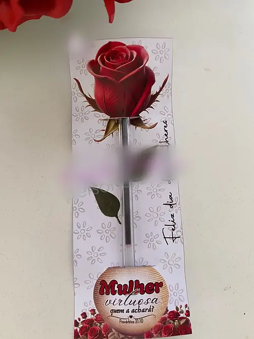 Arquivo Dia da Mulher Card Caneta Rosa Vermelha  1