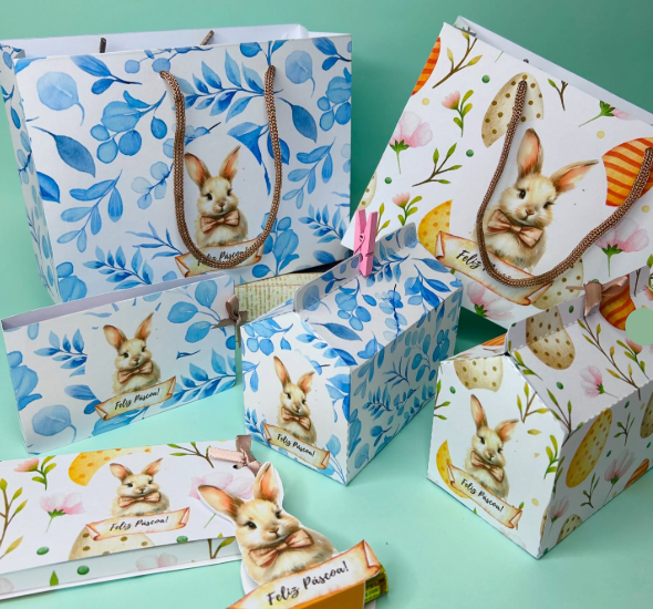 Arquivo Páscoa Coelho Azul e Bege  1