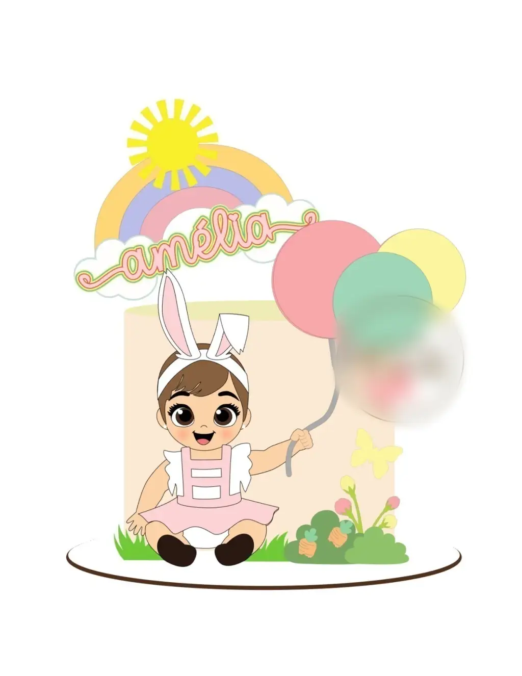 Arquivo Páscoa Topo de Bolo Menina com Balões 1