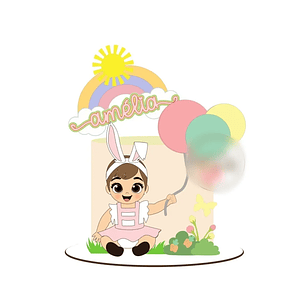 Arquivo Páscoa Topo de Bolo Menina com Balões