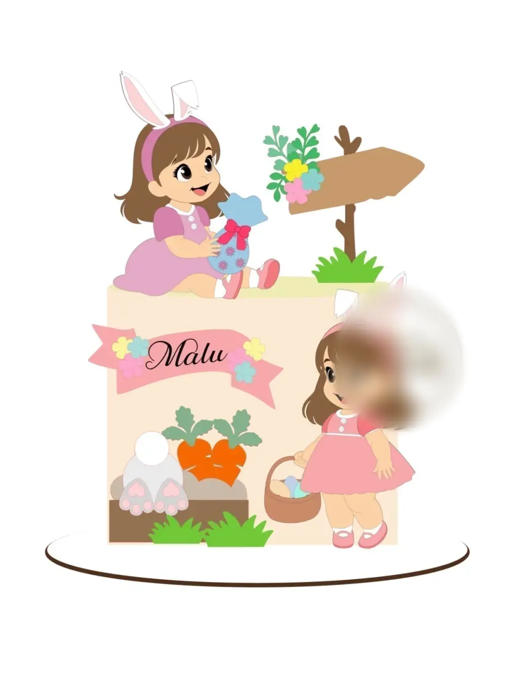 Arquivo Páscoa Topo de Bolo Menina no Jardim  1