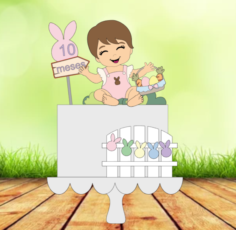 Arquivo Páscoa Topo de Bolo Bebê com Cesta de Ovos 1