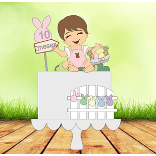 Arquivo Páscoa Topo de Bolo Bebê com Cesta de Ovos