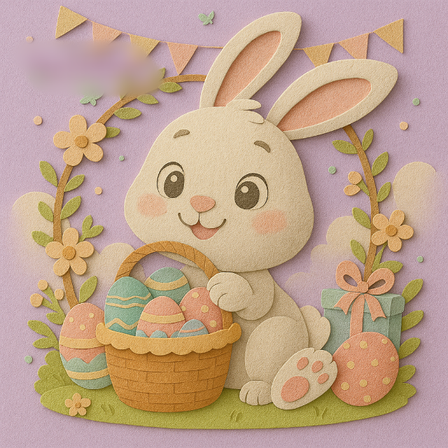 Arquivo Páscoa Topo de Bolo Coelhinho com Cesta de Ovos 1