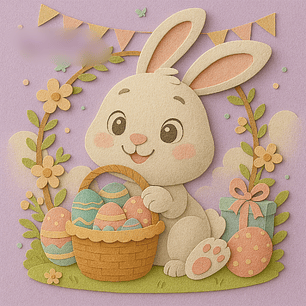 Arquivo Páscoa Topo de Bolo Coelhinho com Cesta de Ovos