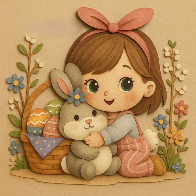 Arquivo Páscoa Topo de Bolo Menina com Coelhinho  1