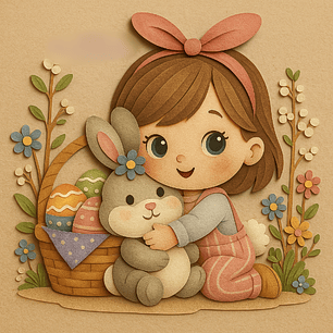 Arquivo Páscoa Topo de Bolo Menina com Coelhinho 