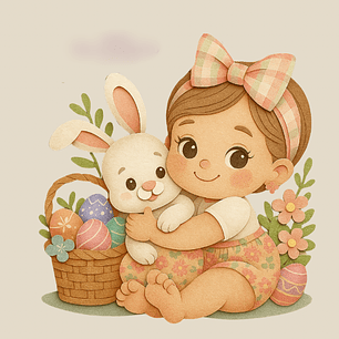 Arquivo Páscoa Topo de Bolo Menina com Coelhinho 