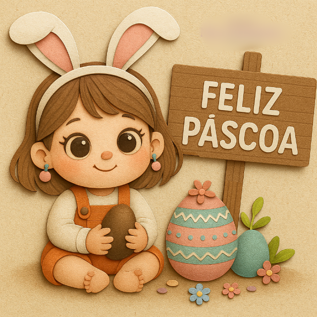 Arquivo Páscoa Topo de Bolo Menina Feliz Páscoa 1