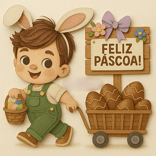 Arquivo Páscoa Topo de Bolo Menino com Carrinho 