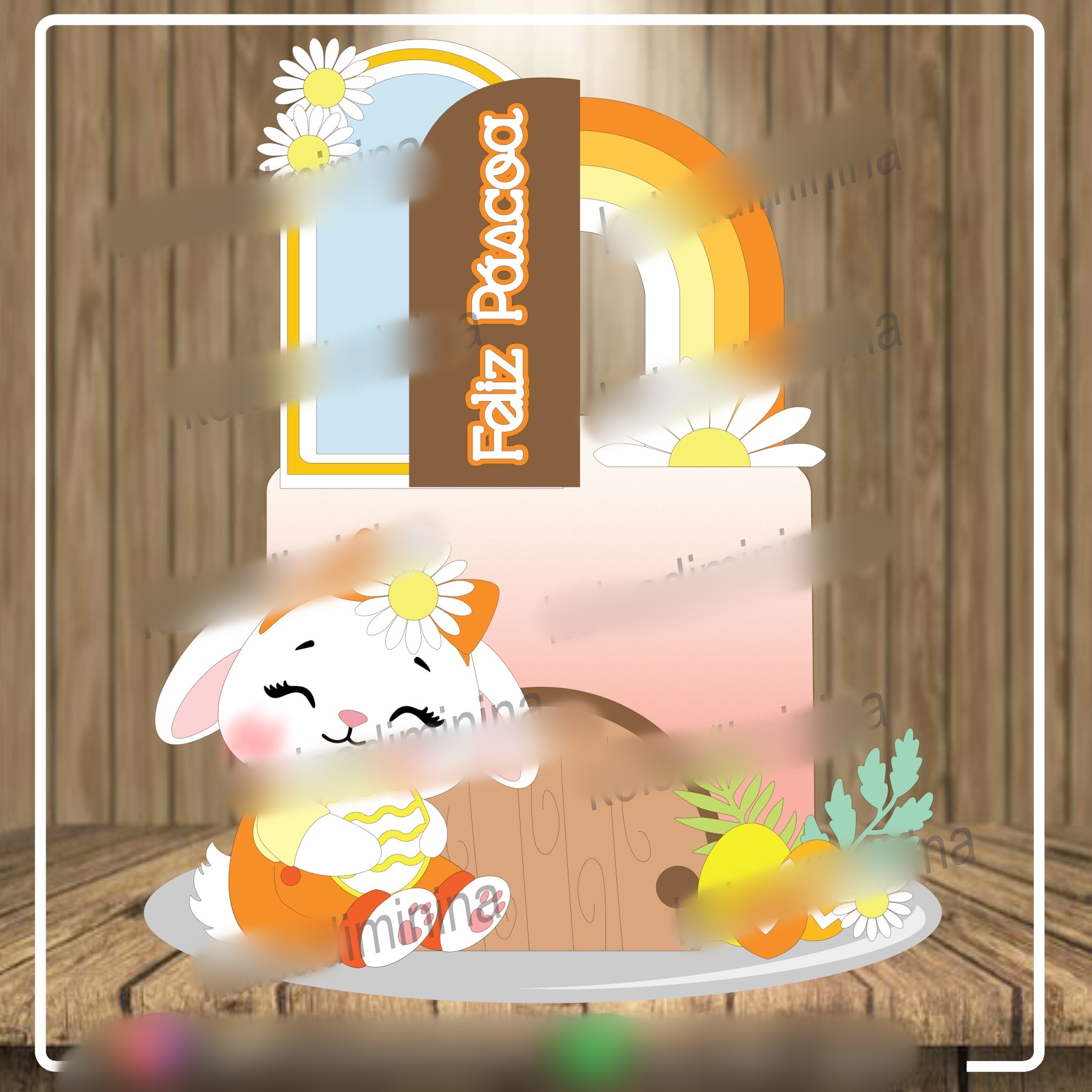 Arquivo Páscoa Topo de Bolo Coelhinha Feliz Páscoa 1