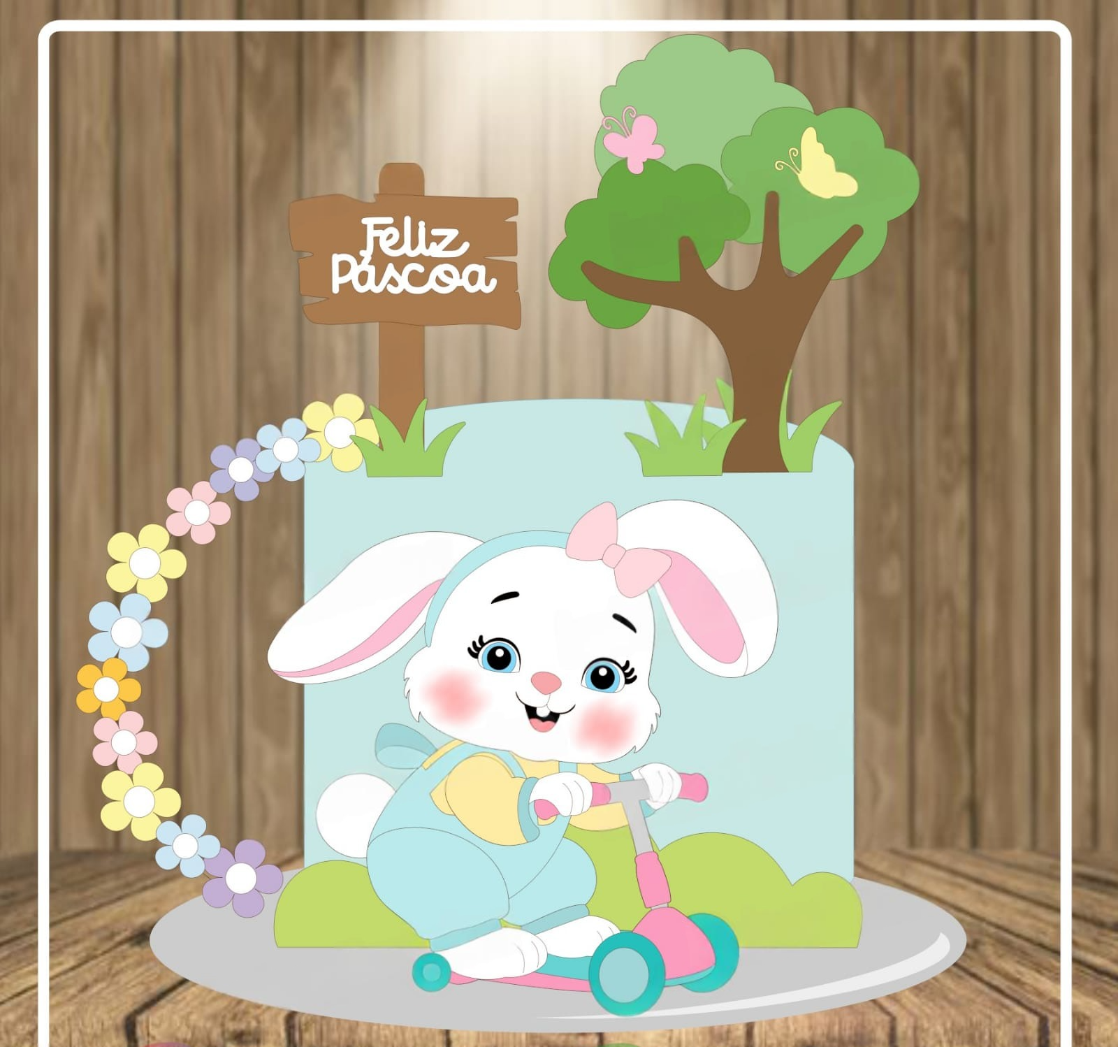 Arquivo Páscoa Topo de Bolo Coelho no Patinete  1