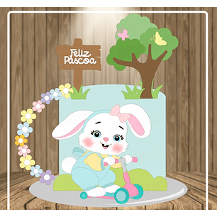 Arquivo Páscoa Topo de Bolo Coelho no Patinete 