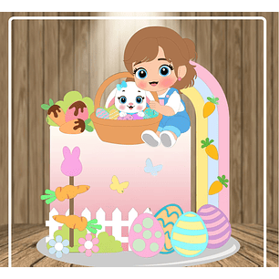 Arquivo Páscoa Topo de Bolo Menina Arco íris 