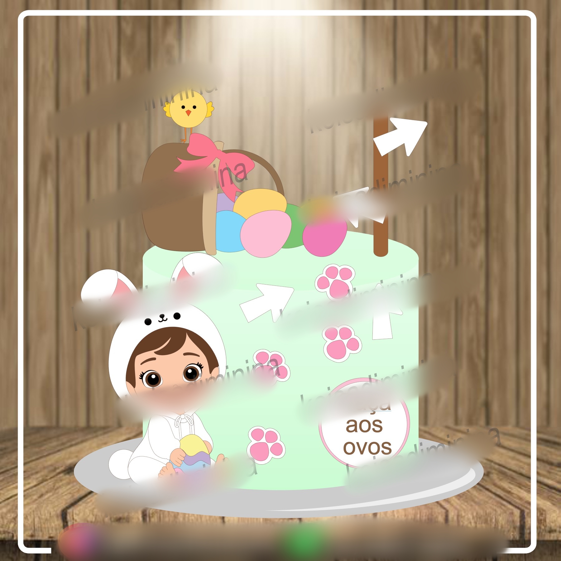 Arquivo Páscoa Topo de Bolo Menina Fantasiada de Coelhinha  1